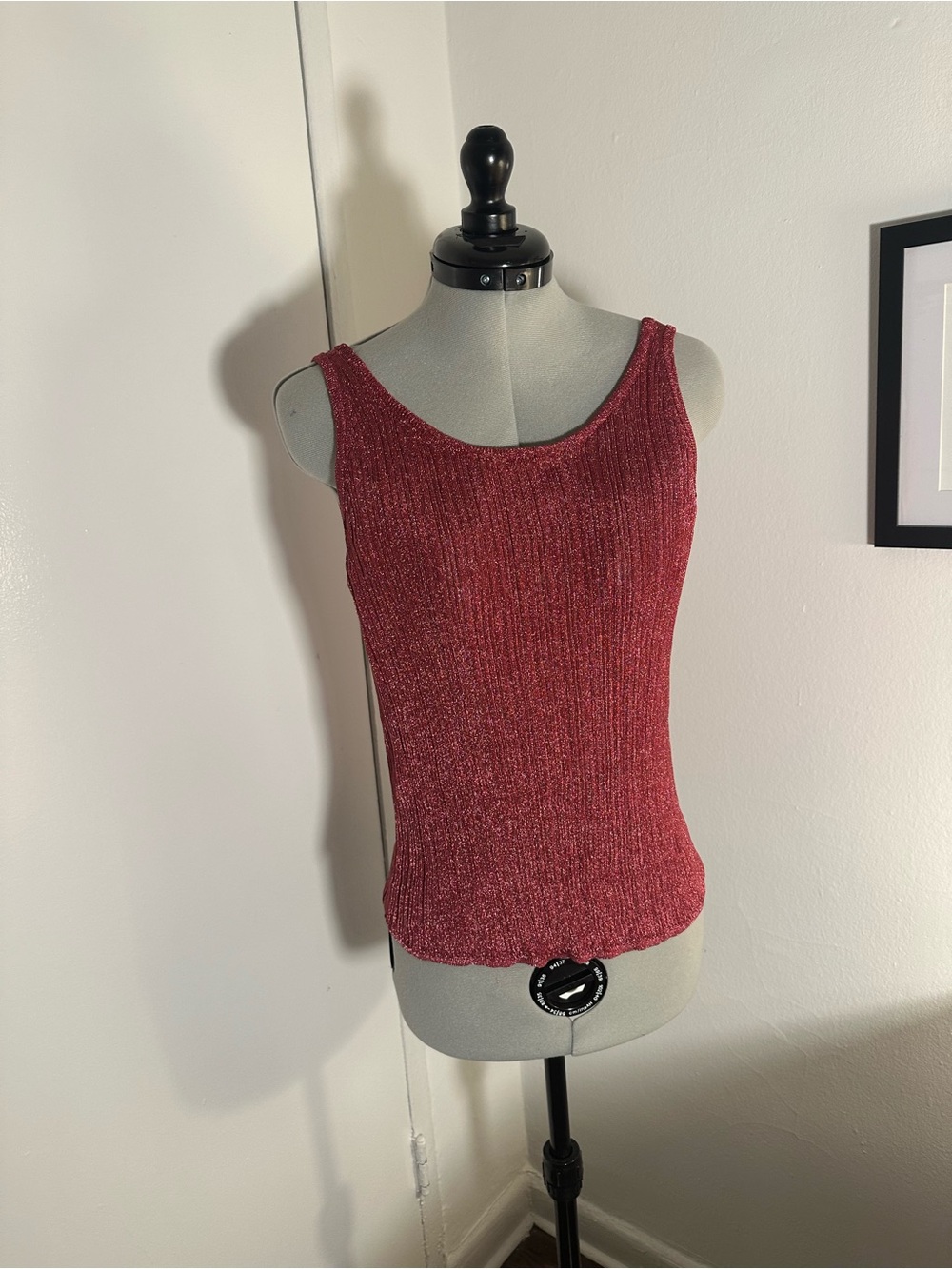 Sleeveless Ribbed Knit Tank Top - pink